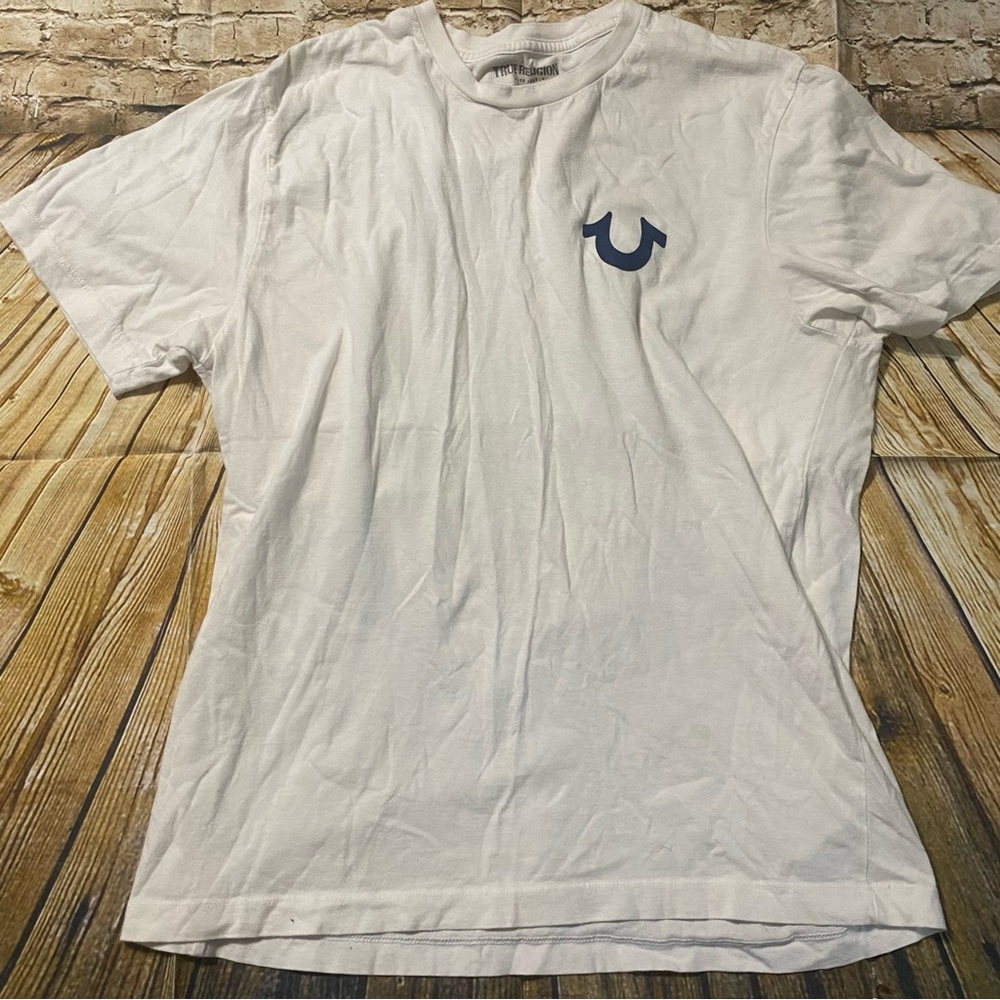 True Religion White T-Shirt with Blue Logo